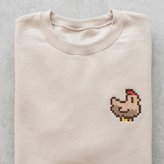 Pixel Chicken | Embroidered Sweater