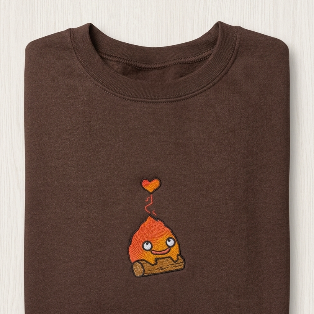 Calcifer's Log | Embroidered Sweater